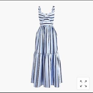 J Crew Shirting Stripe Tiered Maxi Dress 00